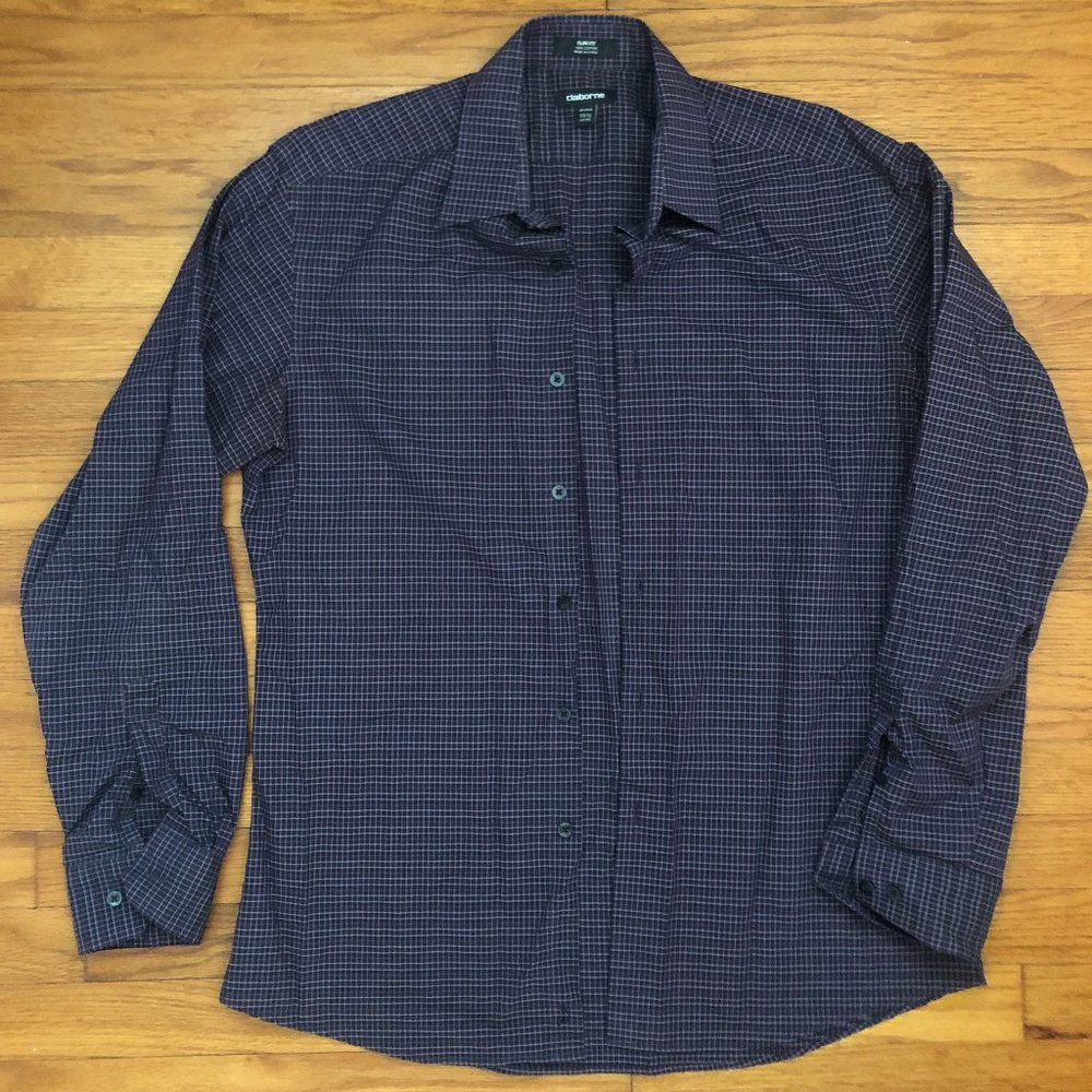 Claiborne Purple Plaid Button Down - Size L - Slim fit